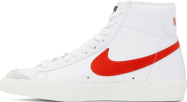 Nike White & Red Blazer Mid '77 Sneakers - Image 3