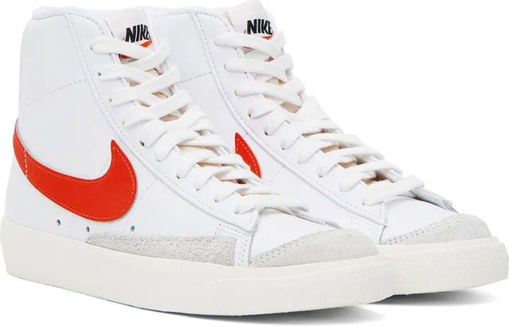 Nike White & Red Blazer Mid '77 Sneakers - Image 4