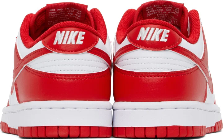 Nike White & Red Dunk Low Retro Sneakers - Image 2
