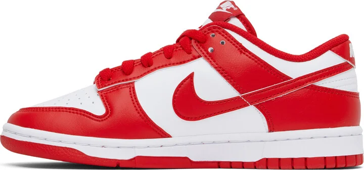 Nike White & Red Dunk Low Retro Sneakers - Image 3