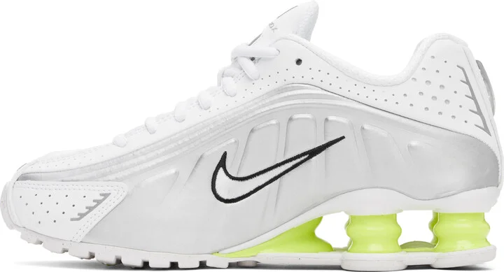 Nike White & Silver Shox R4 Sneakers - Image 3