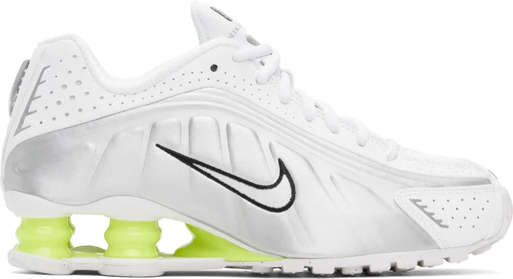 Nike White & Silver Shox R4 Sneakers