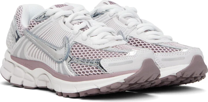 Nike White & Silver Zoom Vomero 5 Sneakers - Image 4