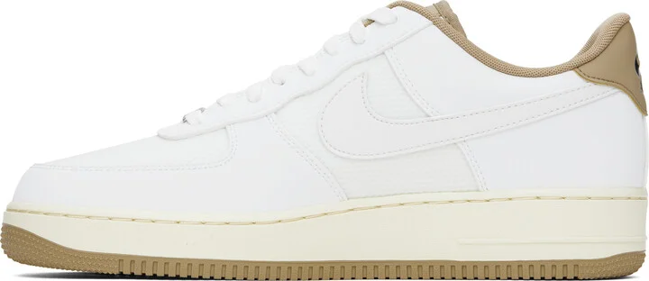 Nike White & Tan Air Force 1 '07 LV8 Sneakers - Image 3