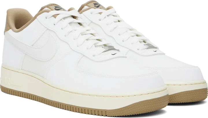 Nike White & Tan Air Force 1 '07 LV8 Sneakers - Image 4