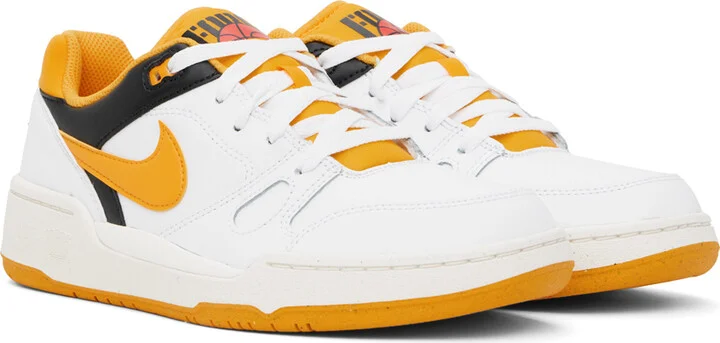 Nike White & Yellow Full Force Low Sneakers - Image 4