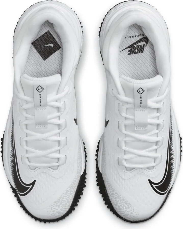 Nike Women's Alpha Huarache Elite 4 Turf Softball Shoes in White | FD2746-100 - Image 4