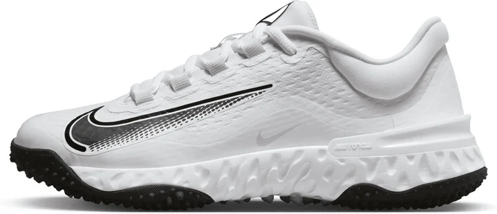 Nike Women's Alpha Huarache Elite 4 Turf Softball Shoes in White | FD2746-100