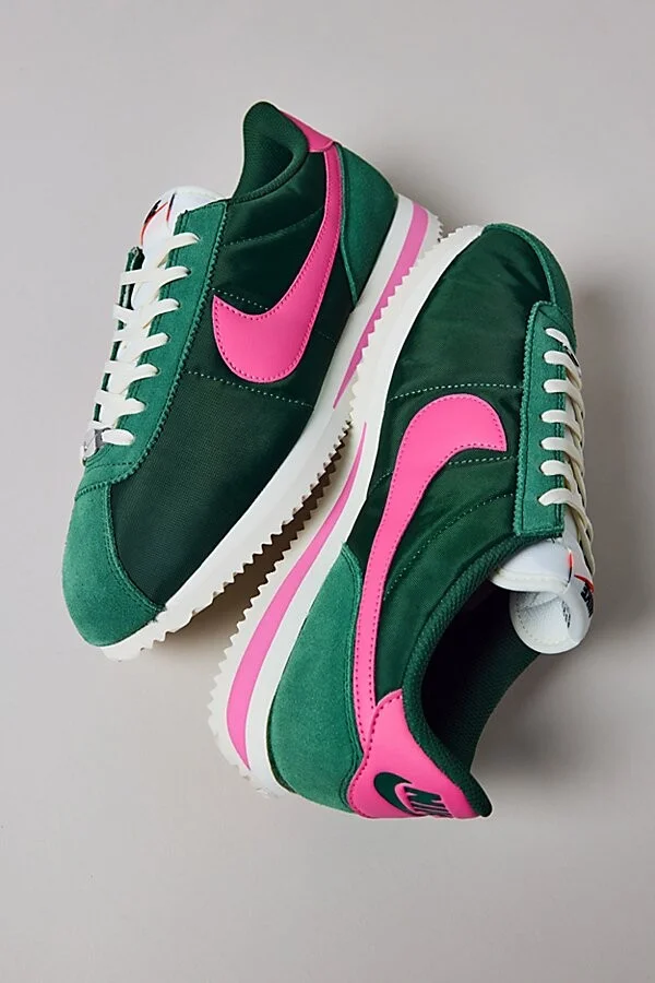 Nike Women's Cortez Sneaker in Fir/Pinksicle/Sail - Image 2