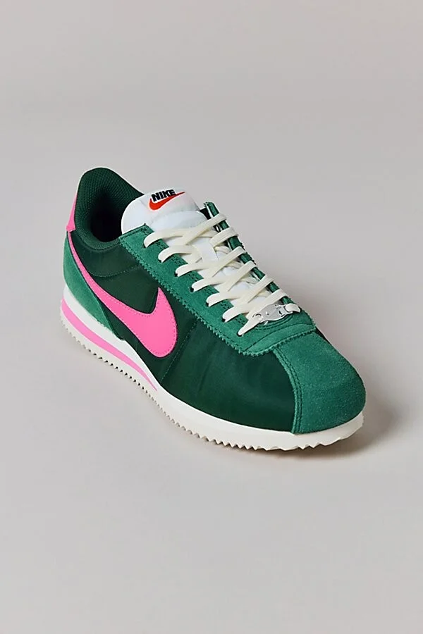 Nike Women's Cortez Sneaker in Fir/Pinksicle/Sail - Image 4