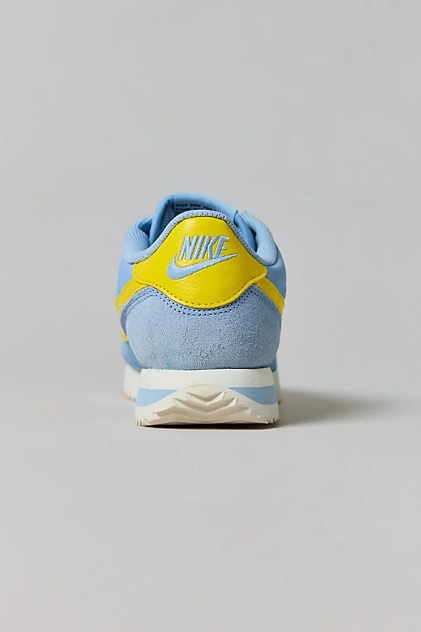 Nike Women's Cortez Textile Sneaker in Light Armory Blue/Lightening - Image 4