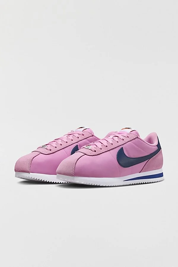 Nike Women's Cortez Textile Sneaker in Light Armory Blue/Lightening - Image 5