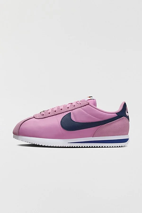 Nike Women's Cortez Textile Sneaker in Light Armory Blue/Lightening - Image 7