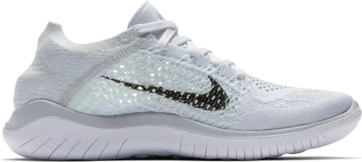 Nike Women's Free Run Flyknit 2018 Running Shoes in White | 942839-100 - Image 3