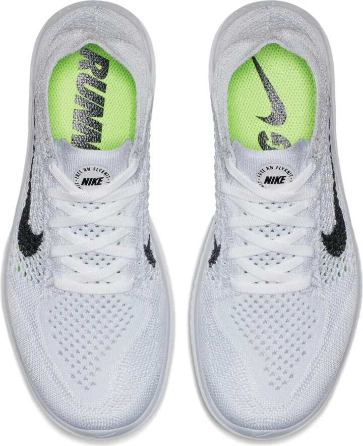Nike Women's Free Run Flyknit 2018 Running Shoes in White | 942839-100 - Image 4