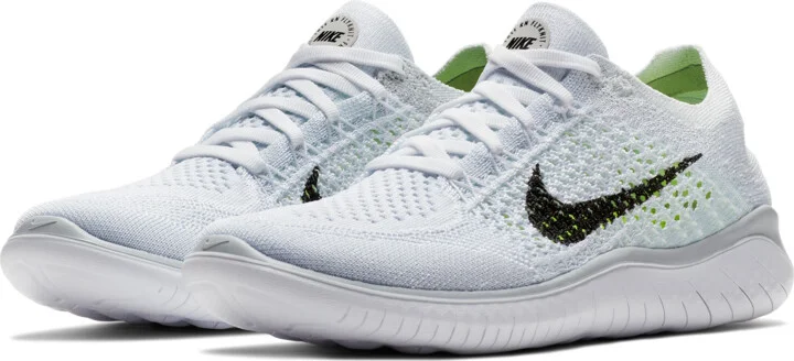 Nike Women's Free Run Flyknit 2018 Running Shoes in White | 942839-100 - Image 5