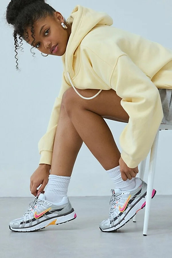 Nike Women's P-6000 Sneaker in White/Metallic Platinum/Hyper Crimson - Image 6