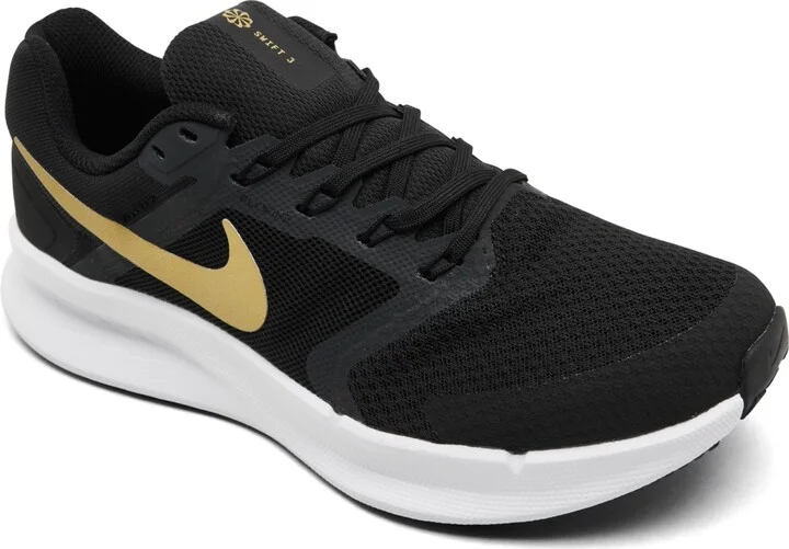 Nike Women's Run Swift 3 Running Sneakers from Finish Line - Black, Met Gold