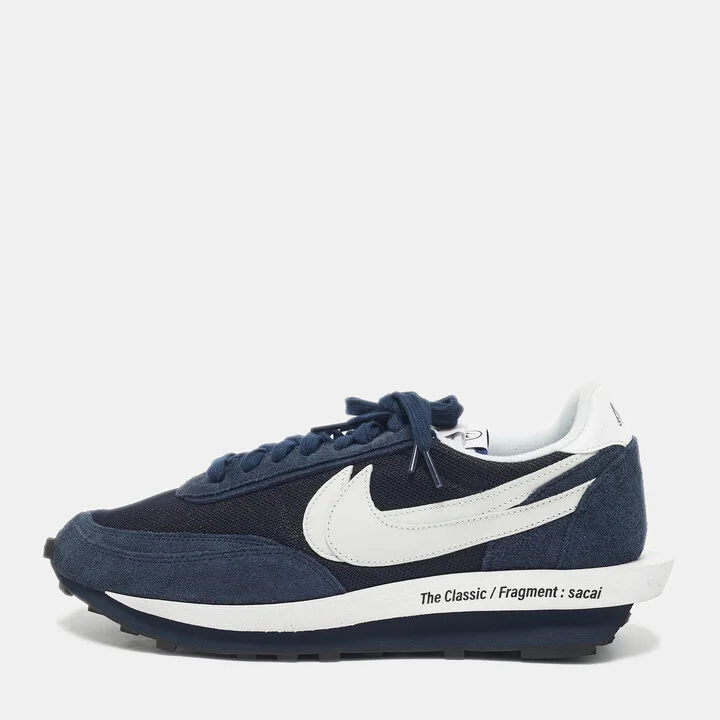 Nike x Sacai Navy Blue Suede and Mesh LD Waffle SF Blue Void Sneakers Size 47.5