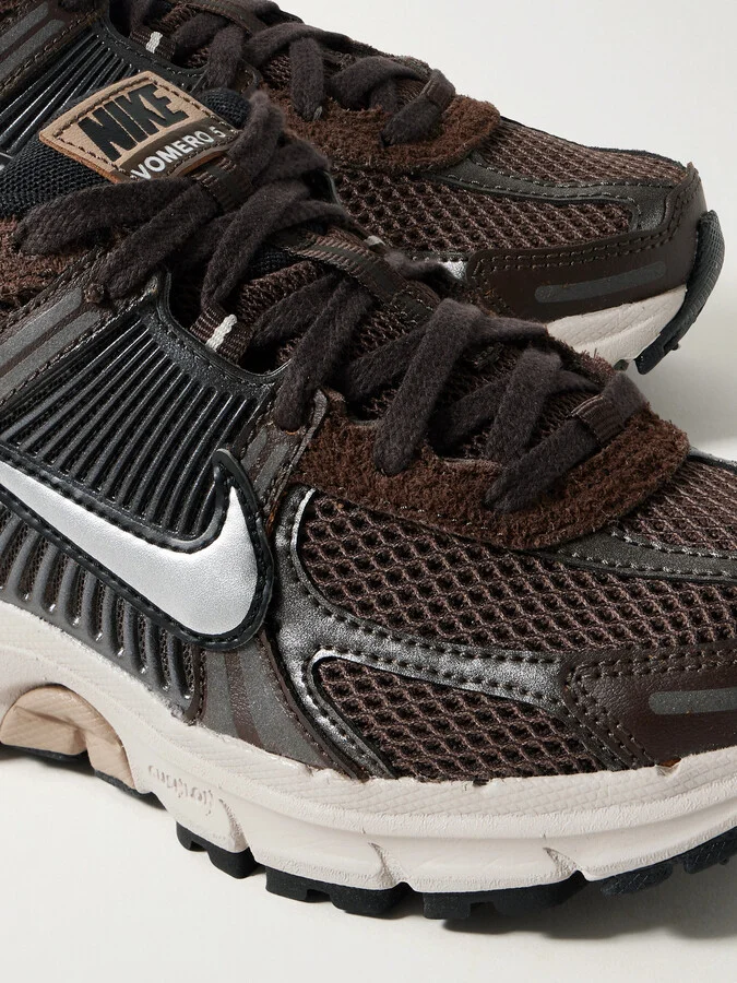 Nike - Zoom Vomero 5 Leather And Suede-trimmed Mesh Sneakers - Brown - Image 4