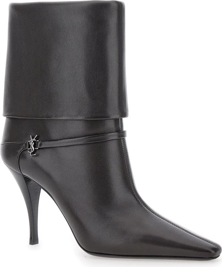 'niki' Black Ankle Boots With Cassandre On The Strap In Leather Woman - Image 2