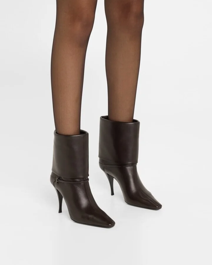 Niki Leather YSL Buckle Ankle Booties - Image 9