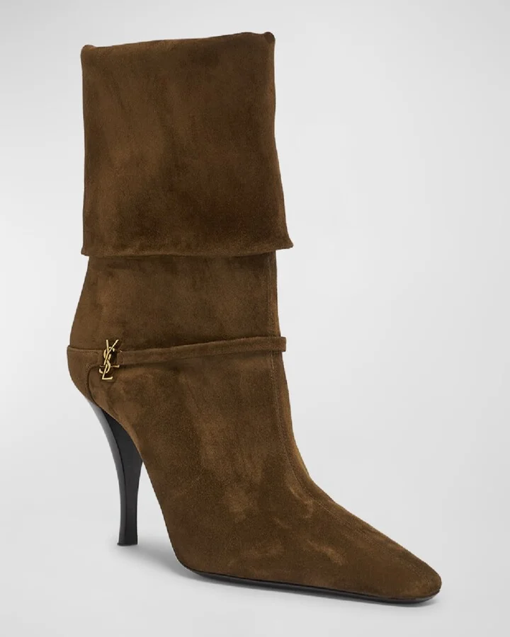 Niki Suede YSL Stiletto Ankle Booties - Image 10