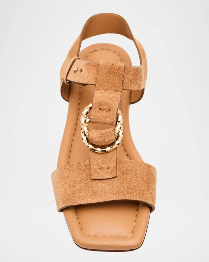 Nimi Suede Ring T-Strap Sandals - Image 3