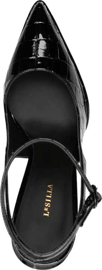 Nina 170mm crocodile-effect sling back pumps - Image 4