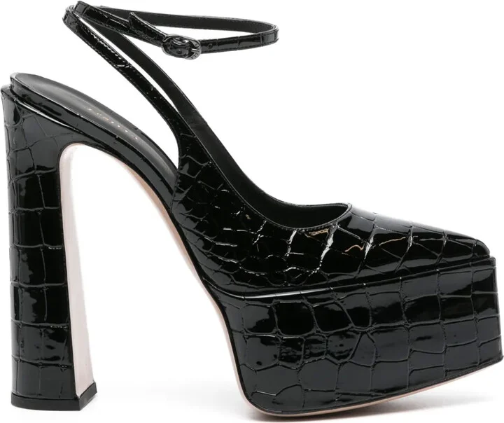 Nina 170mm crocodile-effect sling back pumps
