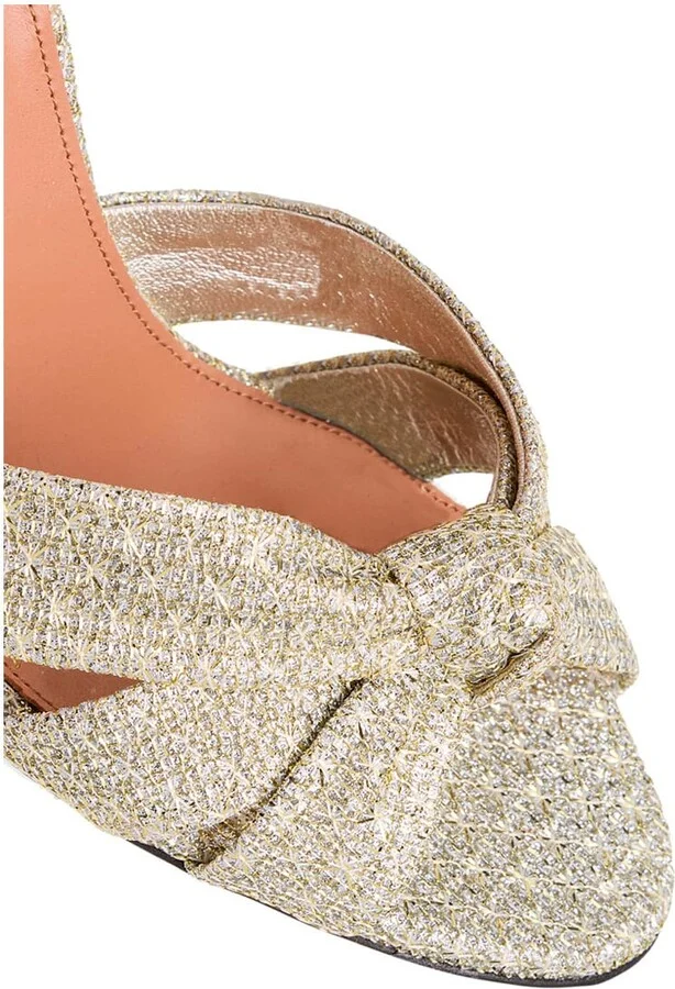 'nina' Metallic Sandals With Open Toe And High Block Heel In Tweed Woman - Image 2