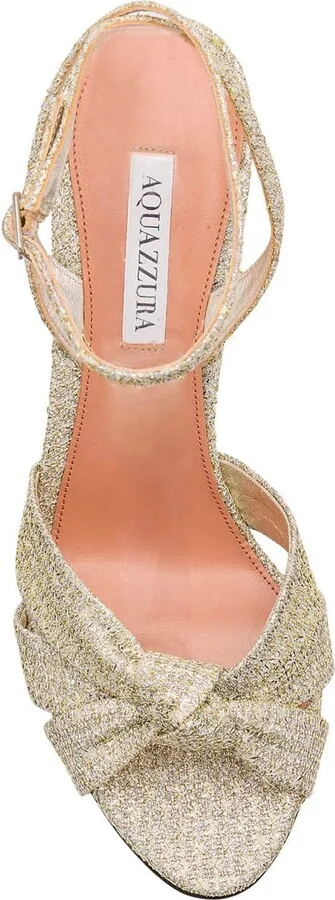 'nina' Metallic Sandals With Open Toe And High Block Heel In Tweed Woman - Image 4