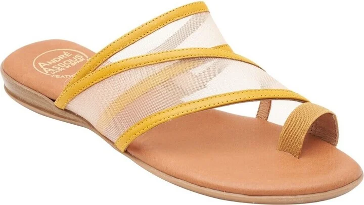 Nina Sandals Women's US 6 Yellow Leather Mesh Straps Slip On KHD559