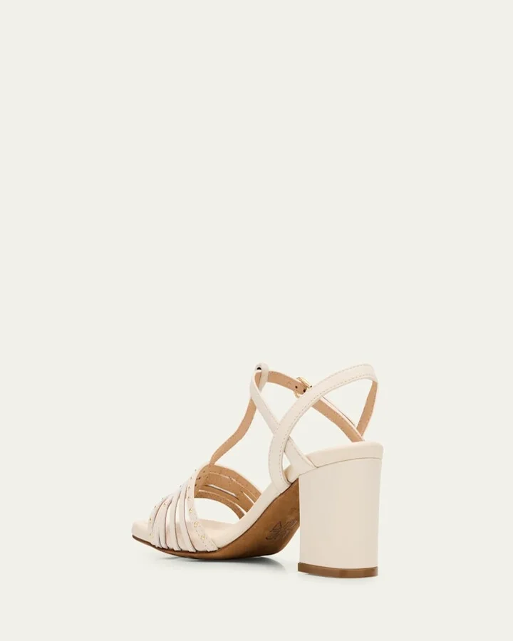 Nina Studded Leather T-Strap Sandals - Image 2