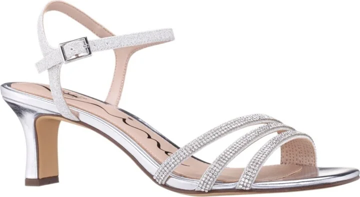 Nina Women's Bettany Mid Heel Crytal Asymmetrical Straps