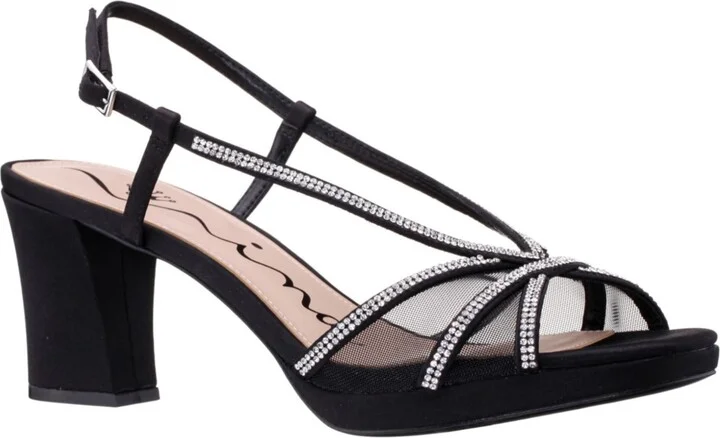 Nina Women's Bonney Rhinestone Square Toe Dress Sandals