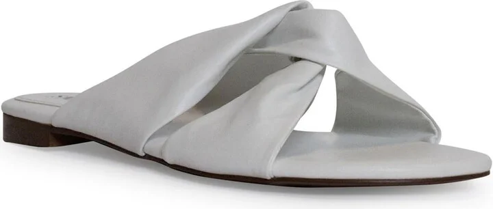 Nina Womens Faux Leather Flat Slide Sandals