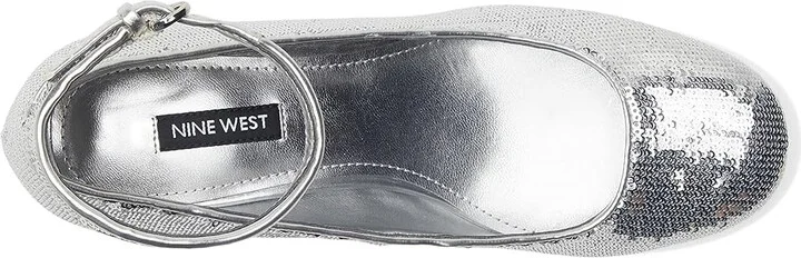 Nine West Amaize High Women's Heels Silver Sequin : 5 M, Leather/Rubber - Image 2