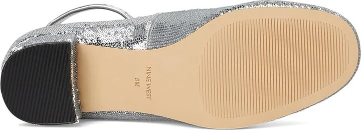 Nine West Amaize High Women's Heels Silver Sequin : 5 M, Leather/Rubber - Image 3