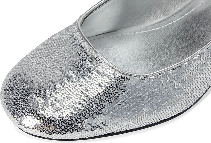 Nine West Amaize High Women's Heels Silver Sequin : 5 M, Leather/Rubber - Image 7