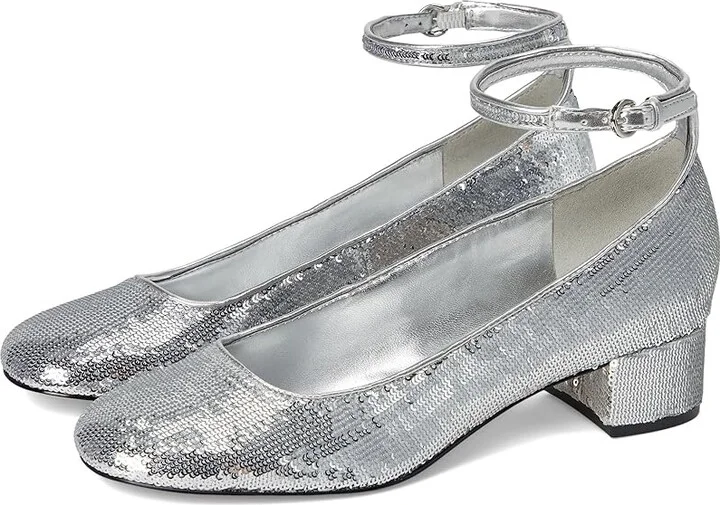 Nine West Amaize High Women's Heels Silver Sequin : 5 M, Leather/Rubber