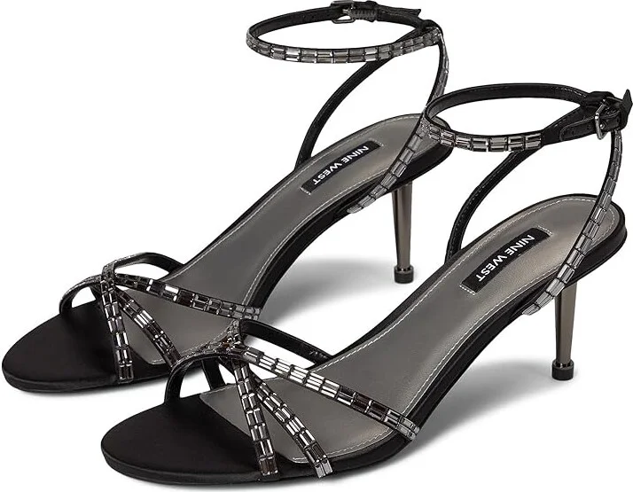Nine West Amseta Women's Dress Sandals Black : 6 M, Rubber/Synthetic