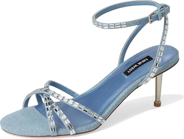 Nine West Amseta Women's Dress Sandals Light Blue Denim : 7 M, Rubber/Synthetic - Image 5