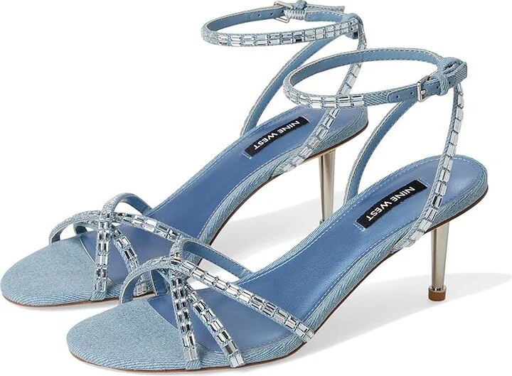 Nine West Amseta Women's Dress Sandals Light Blue Denim : 7 M, Rubber/Synthetic