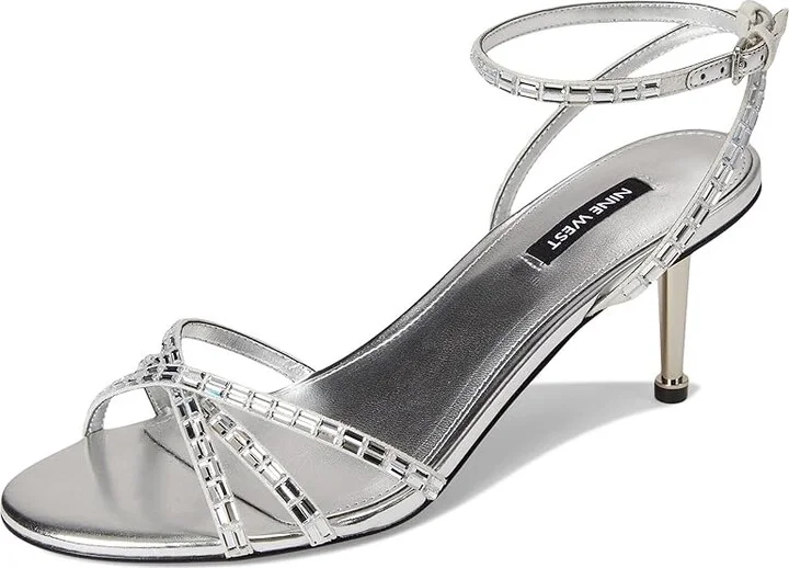 Nine West Amseta Women's Dress Sandals Silver : 10 M, Rubber/Synthetic - Image 5