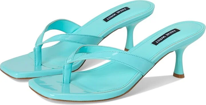 Nine West Andela Women's Dress Sandals Blue Patent : 8.5 M, Rubber/Synthetic
