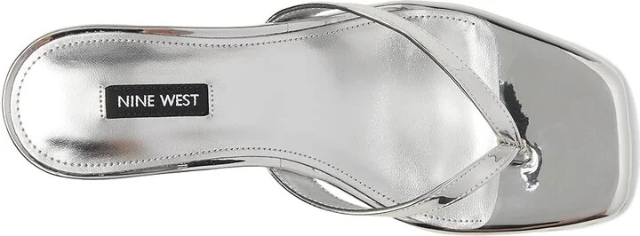 Nine West Andela Women's Dress Sandals Silver Mirror Metallic : 6 M, Rubber/Synthetic - Image 2