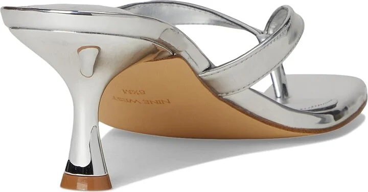 Nine West Andela Women's Dress Sandals Silver Mirror Metallic : 6 M, Rubber/Synthetic - Image 4