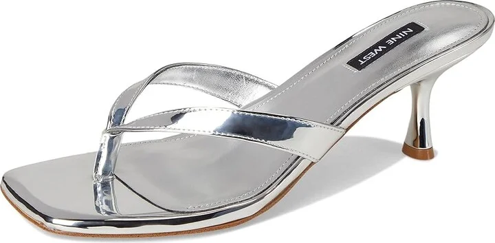 Nine West Andela Women's Dress Sandals Silver Mirror Metallic : 6 M, Rubber/Synthetic - Image 5