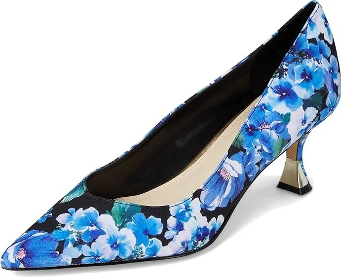 Nine West Ariella 2 High Women's Heels Blue Bouquet Floral : 5 M, Leather/Synthetic - Image 5